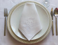 Linen Wedding Napkin Interlock Monogrammed, Double Letter Monogrammed Linen Napkin, Custom Logo Patterned Hemstitched Linen Napkin