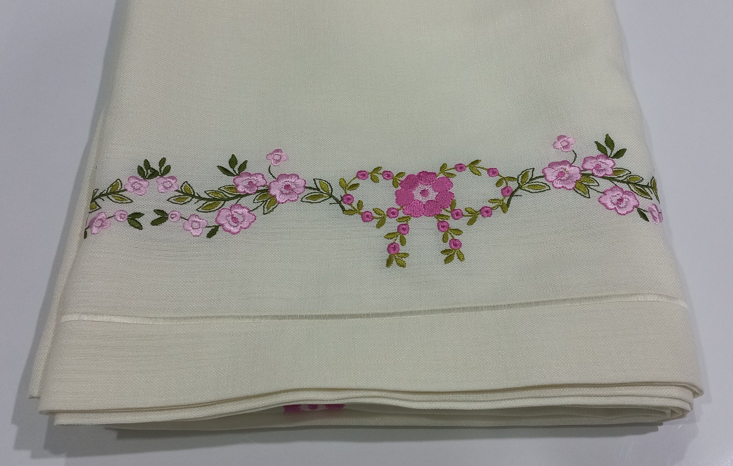 Wedding Table Decor, Embroidered Tablecloth, Long Size Tablecloth, Perfect Mitered Linen Tablecloth, Various Color Tablecloth, Wedding Gift