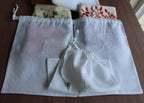 Embroidered Linen Pouch, Personal Logo Embroidered Linen Pouch, Custom Linen Pouch for Bread