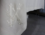 Ekstra Large Linen Tablecloth, Logo Embroidered Linen Table Cloth, Wedding Table Decor, Embroidered Tablecloth, Perfect Mitered Tablecloth