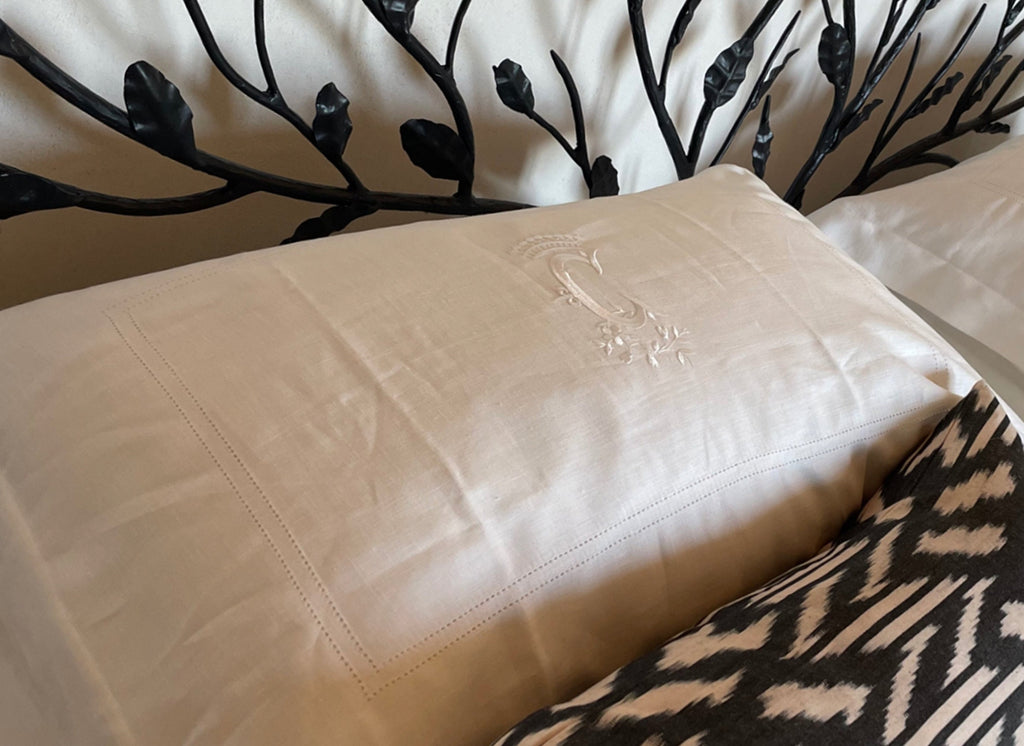 Custom Linen Duvet Set, Embroidered Linen Bedding Set, Linen Flat Sheet