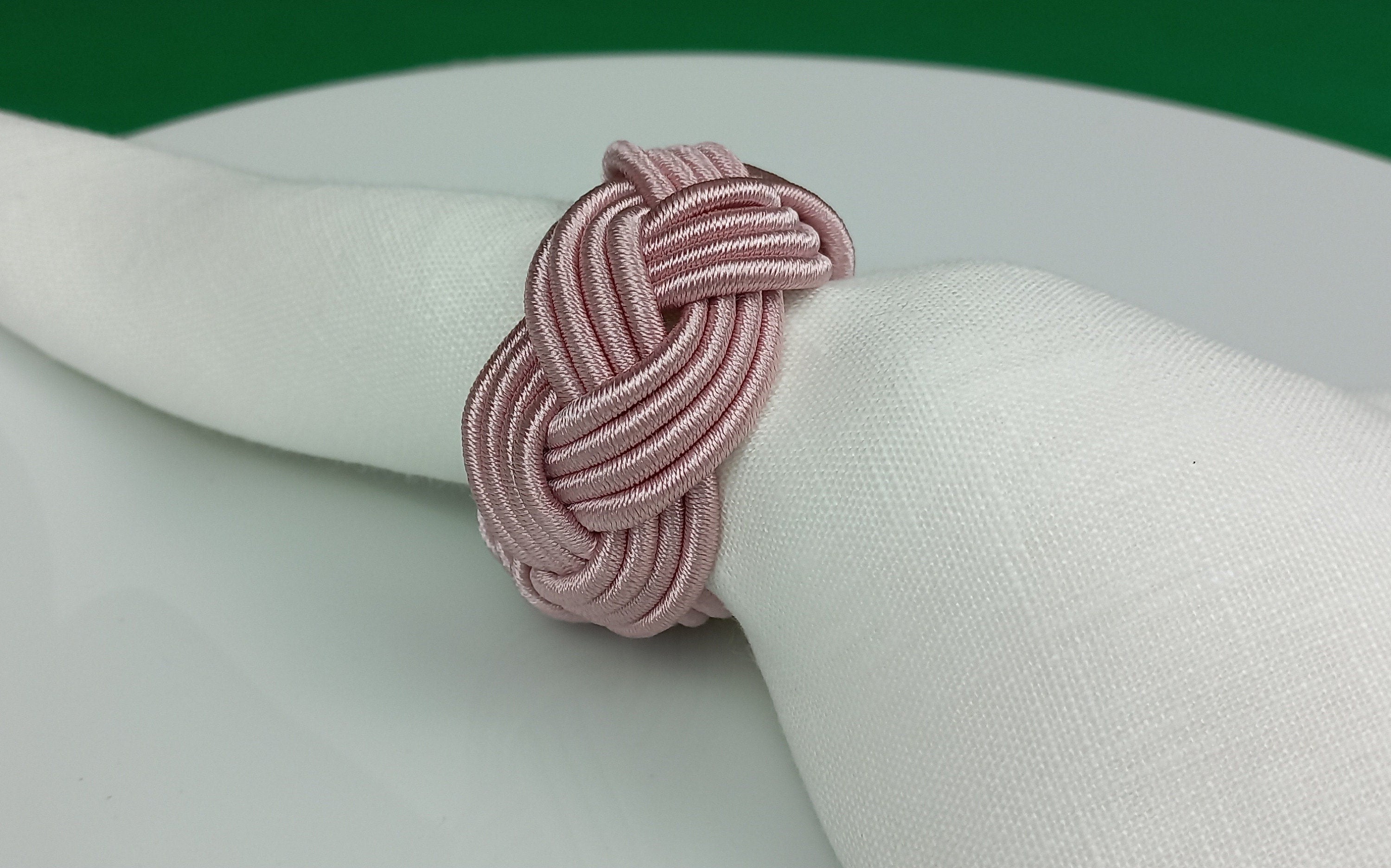Pink Rayon Napkin Ring, Powder Sailor Napkin Ring, Turks Head Napkin Holder, Table Decor, Thanksgiving Day Dinner Decor, Wedding Table Decor