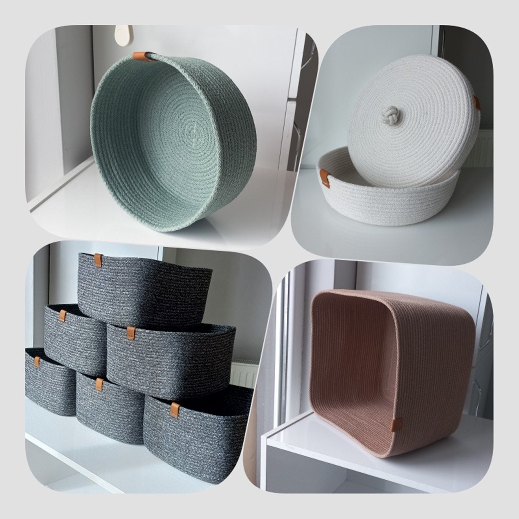 Big Size Cotton Rope Woven Basket, Handmade Storage Basket, Extra Large Cotton Rope Organizer, Cotton Rope Kitchen Decor, Housewarming Gift