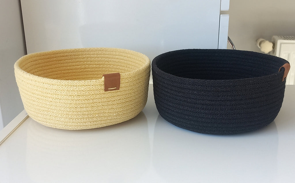 Cotton Rope Organizer, Round Cotton Rope Basket, Handmade Storage Basket, Cotton Rope Kitchen Decor, Housewarming Gift, Handmade Cord Basket