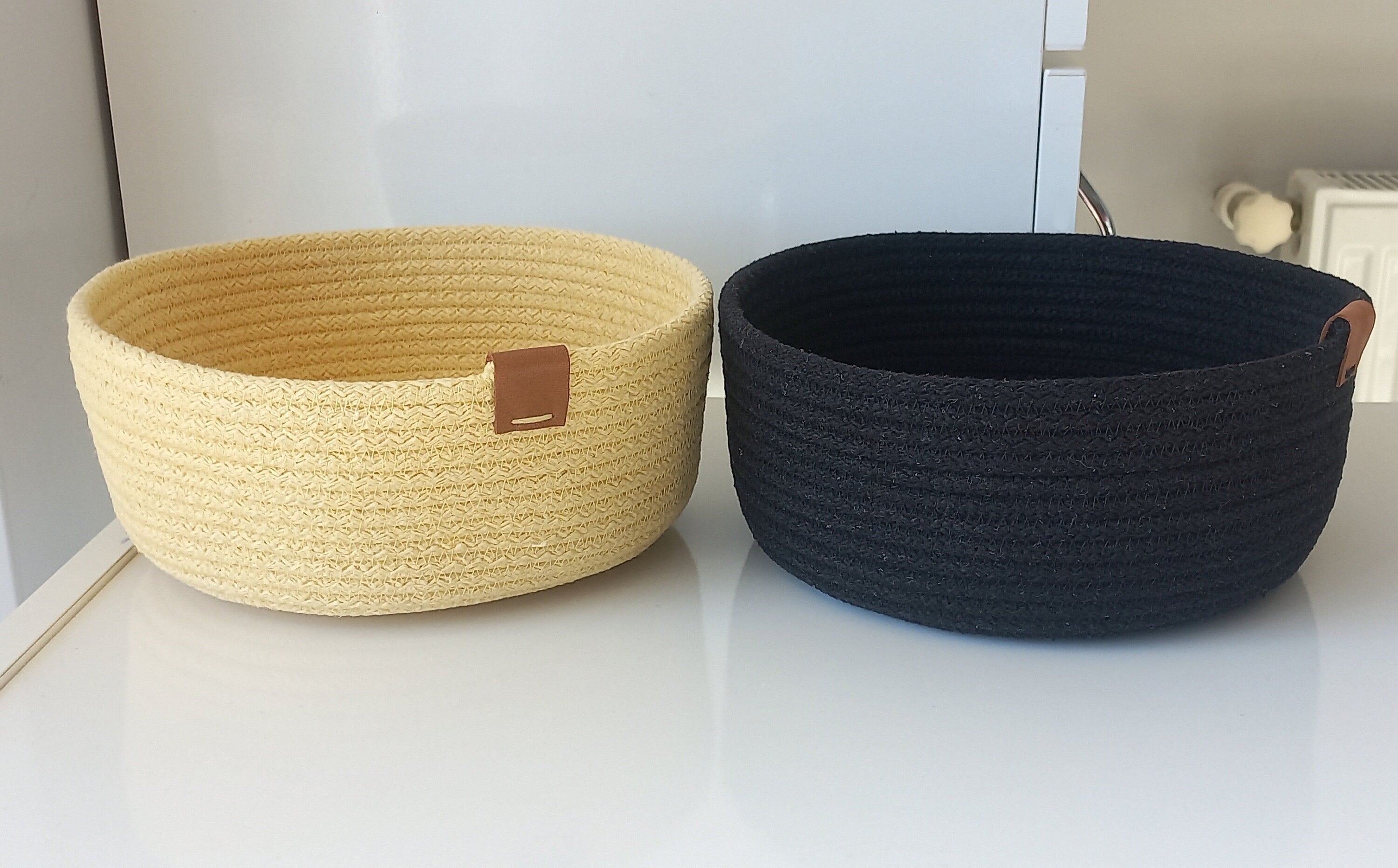 Cotton Rope Organizer, Round Cotton Rope Basket, Handmade Storage Basket, Cotton Rope Kitchen Decor, Housewarming Gift, Handmade Cord Basket