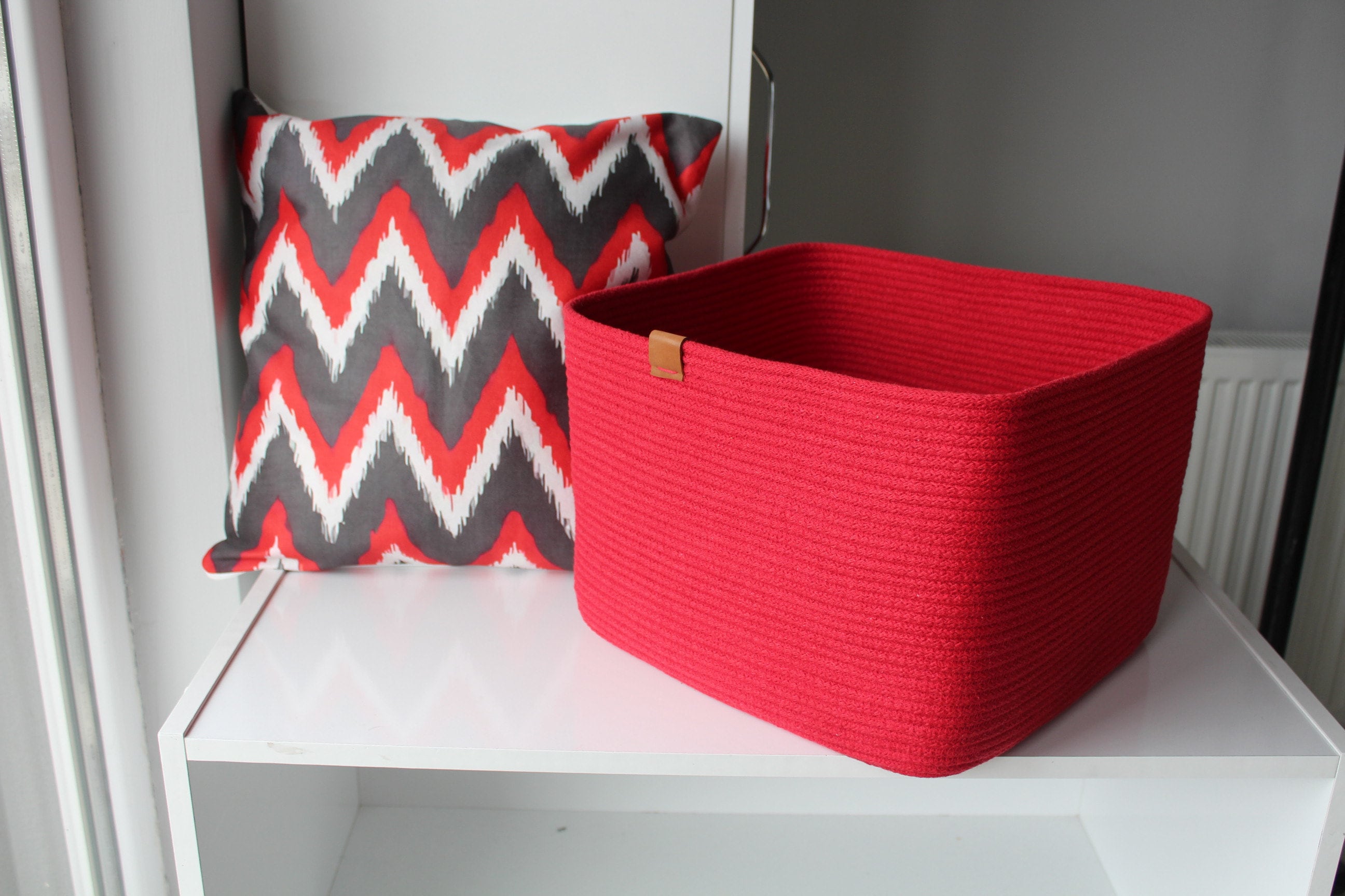 Big Size Cotton Rope Woven Basket, Handmade Storage Basket, Extra Large Cotton Rope Organizer, Cotton Rope Kitchen Decor, Housewarming Gift