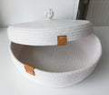 Cotton Rope Storage Basket with Lid, Rope Woven Organizer Basket with Lid, Cotton Rope Organizer Bowl, Cotton Rope Decor, Housewarming Gift