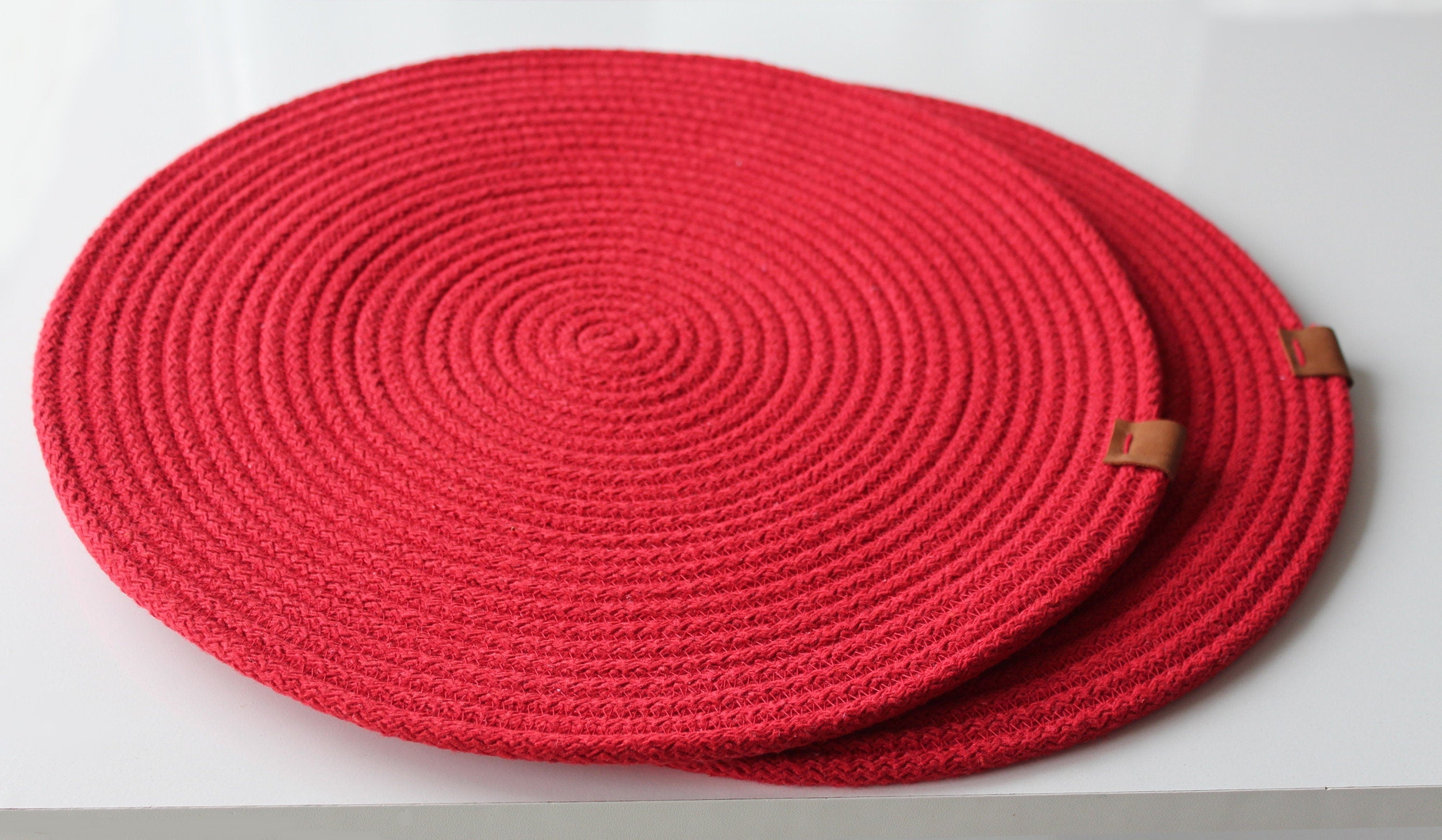 Cotton Rope Placemat, Handmade Cotton Rope Placemat and Coaster, Colorful Rope Placemat, Oval Handmade Placemat, Thick High Quality Placemat