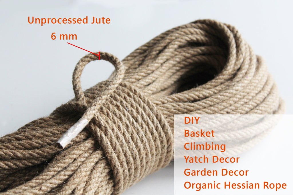 6mm Unprocessed Jute, 100% Natural Jute Hessian Rope, Organic Jute Rope, Jute Cord Yarn, Raw Jute Bondage Rope, Handmade JutRope