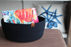 Round Ecru Cotton Rope Basket, Bohemian Housewarming Gift, Handmade Square Storage Basket, Cotton Rope Organizer, Cotton Rope Kitchen Decor