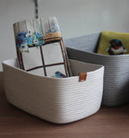 Rectangle Cotton Rope Basket, Rectangle Wowen Home OrganizerExtra Large Cotton Rope Organizer, Handmade Storage Basket, Housewarming Gift