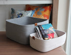 Rectangle Cotton Rope Basket, Rectangle Wowen Home OrganizerExtra Large Cotton Rope Organizer, Handmade Storage Basket, Housewarming Gift