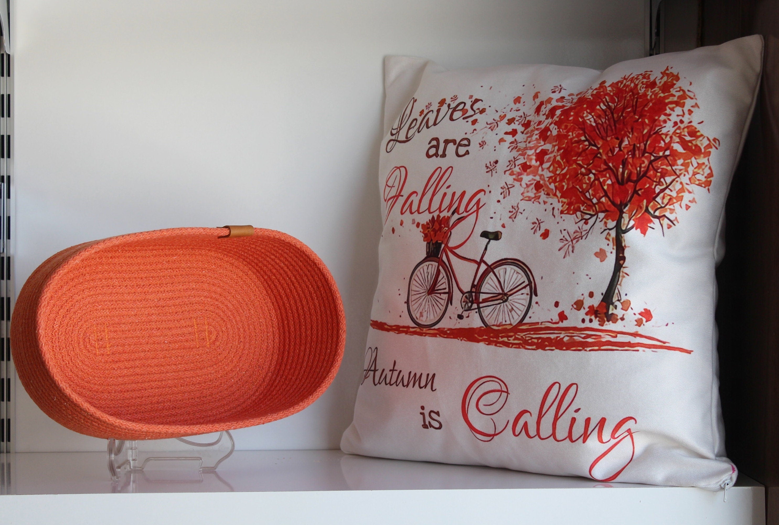 Cotton Rope Towel Basket for Bathroom, Cotton Rope Organizer, Organic Cotton Cord Basket, Handmade Cotton Storage Basket, Orange Cord Basket