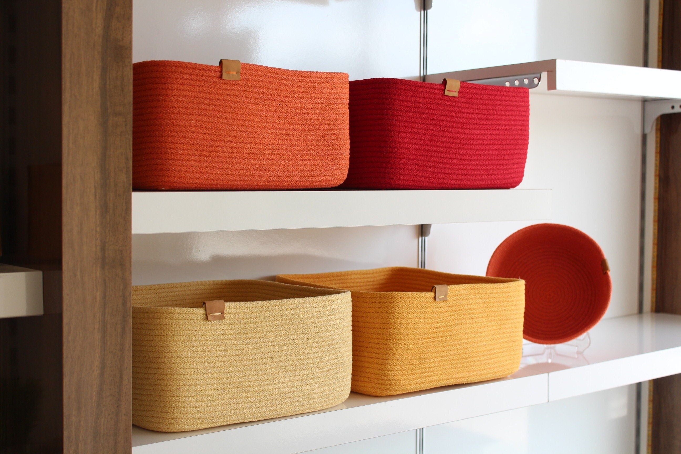 Square Cotton Rope Basket, Handmade Basket, Cotton Rope Organizer, Cotton Rope Kitchen Decor, Housewarming Gift, Handmade Towel Basket