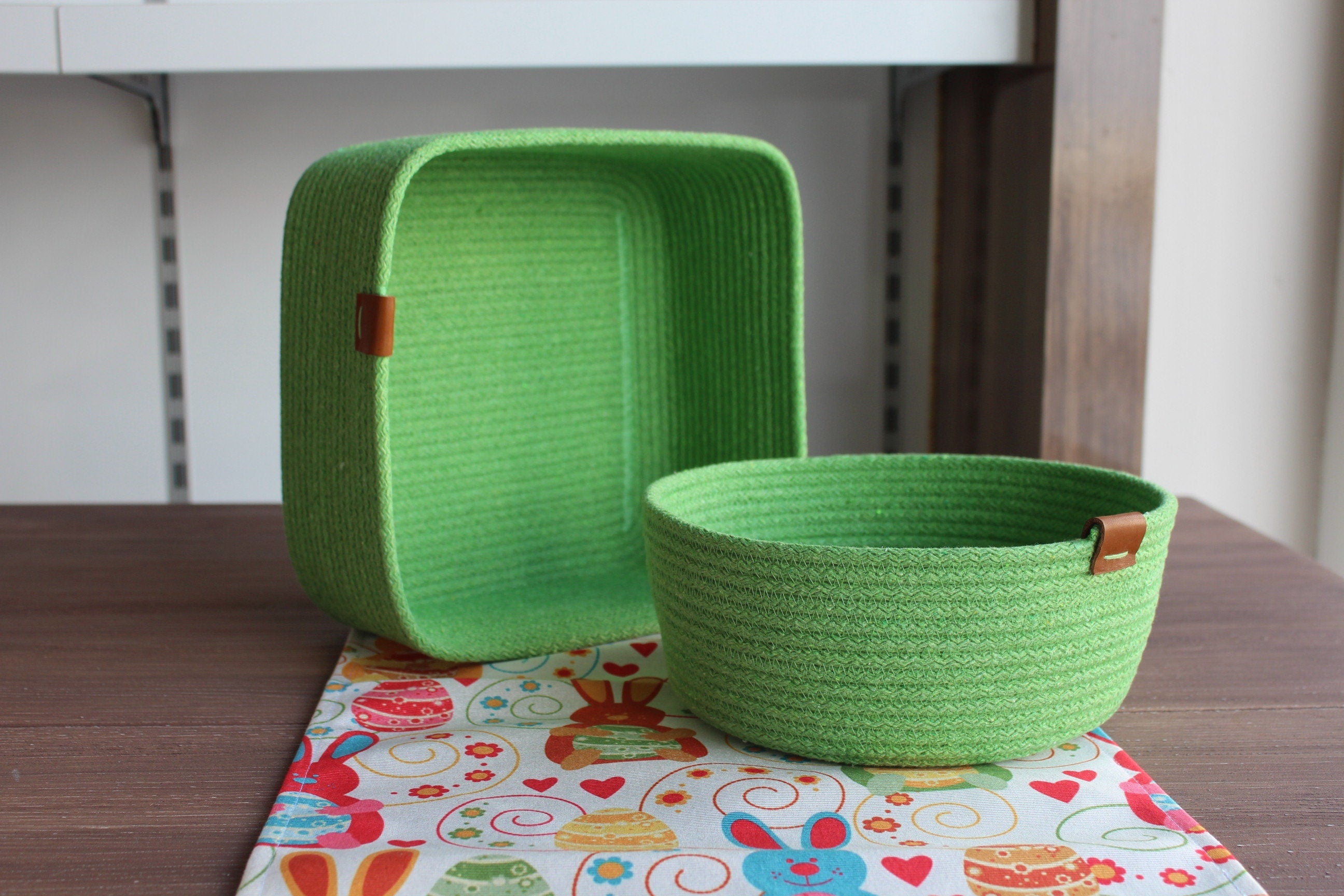 Square Cotton Rope Basket, Handmade Basket, Cotton Rope Organizer, Cotton Rope Kitchen Decor, Housewarming Gift, Handmade Towel Basket