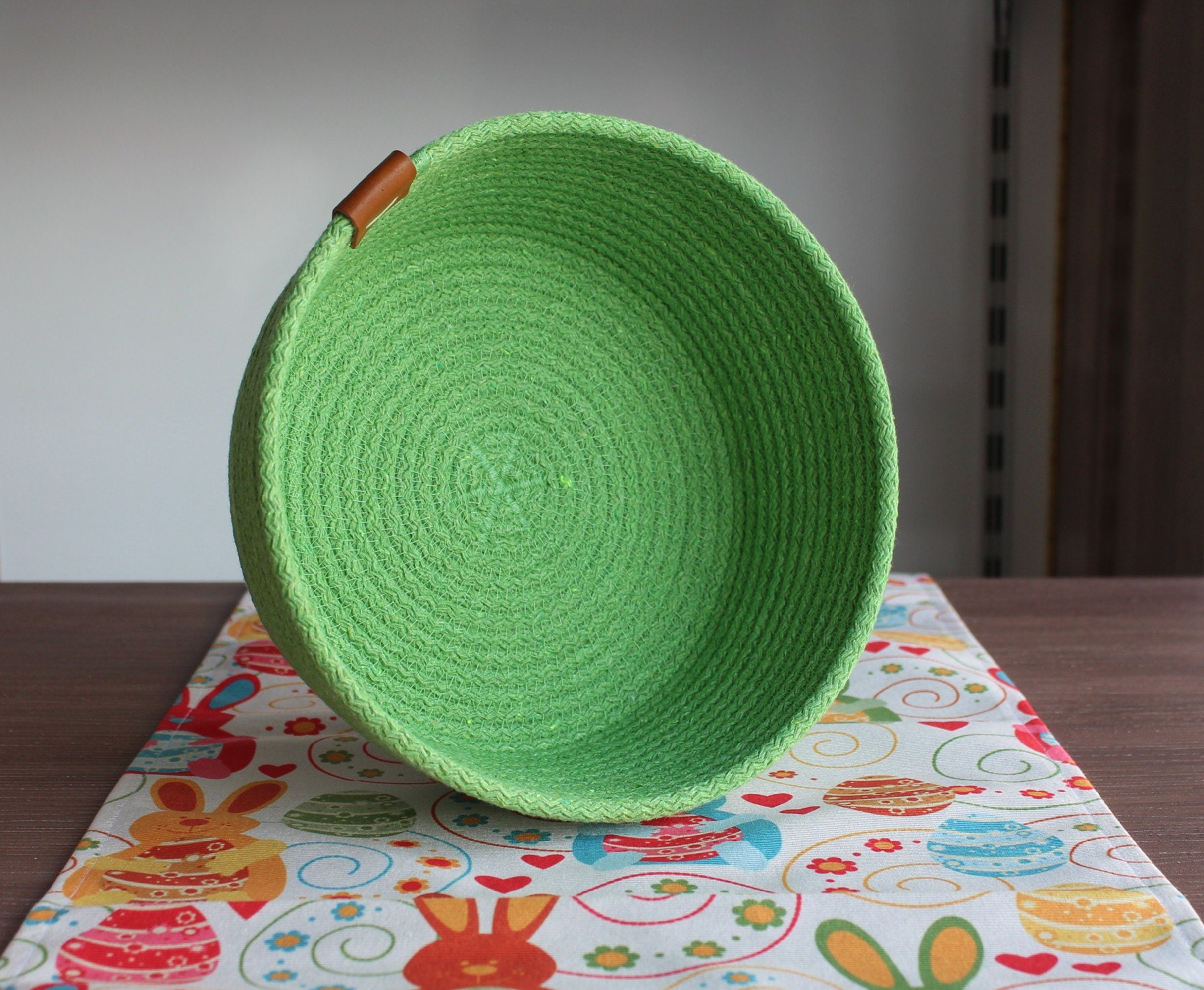 Pistachio Cotton Rope Basket, Vibrant Color Woven Home Organizer, Bathroom Organizer, Organic Cotton Cord Basket, Housewarming Gift Basket