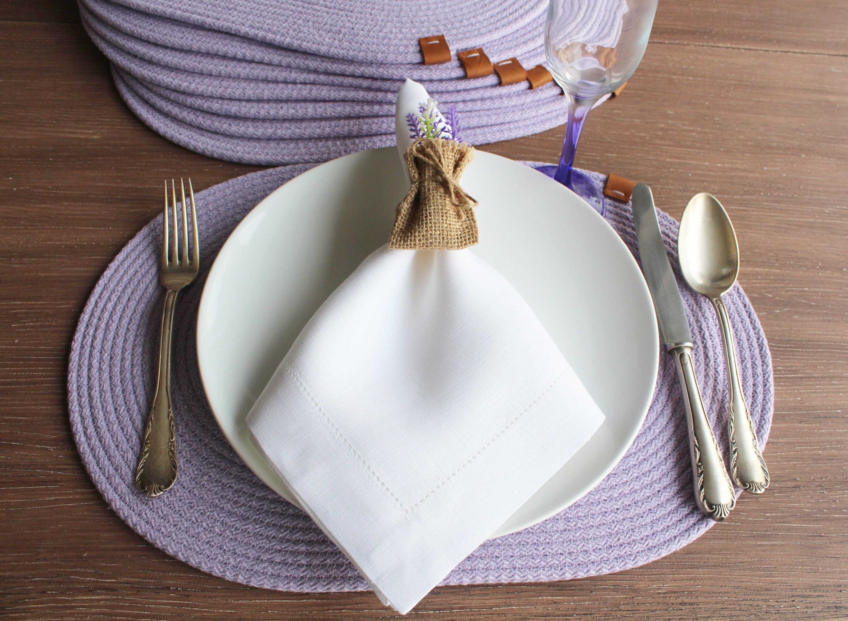 Oval Cotton Rope Placemat, Handmade Cotton Rope Placemat Coaster, Lilac Rope Placemat, Oval Handmade Placemat, Thick High Quality Placemat