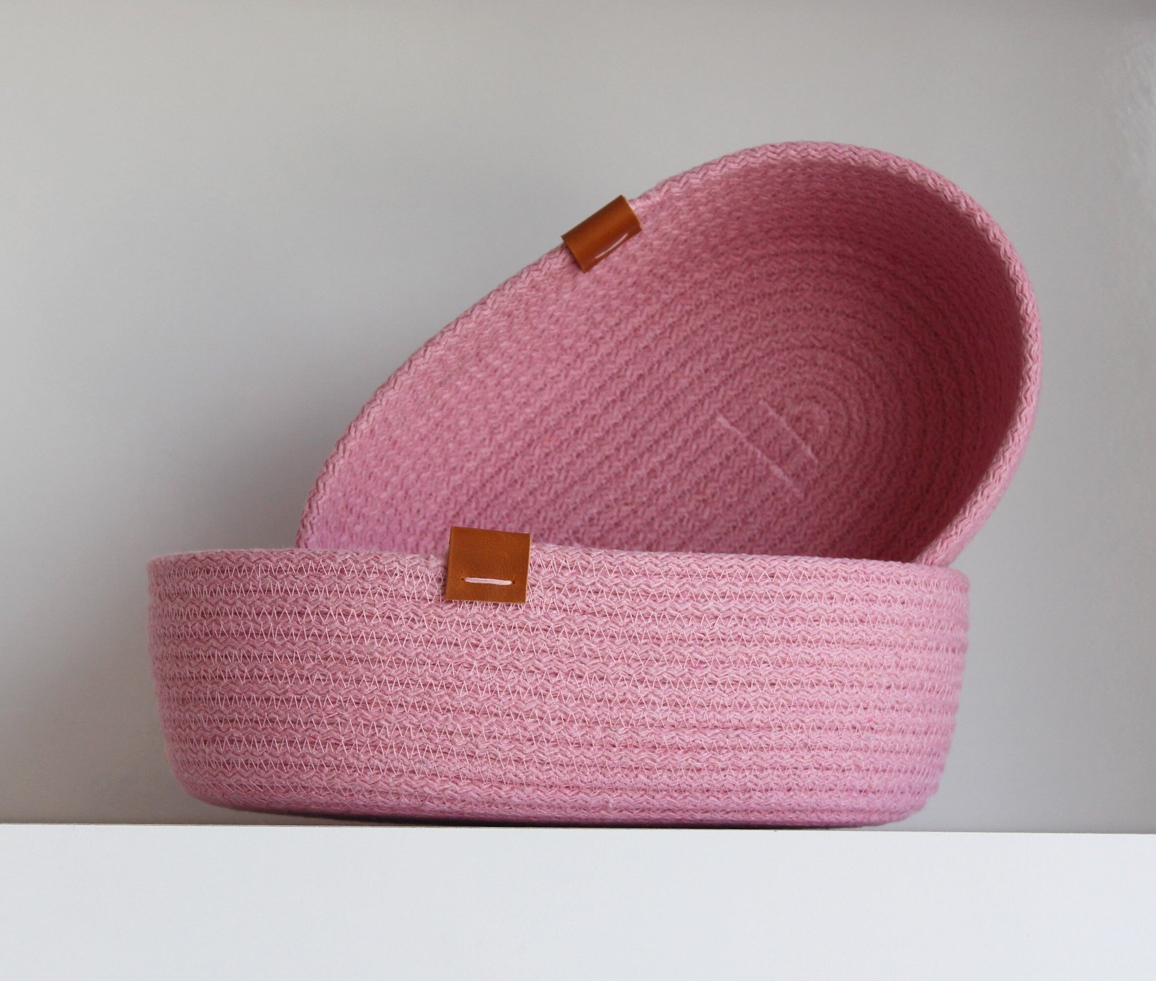 Pink Cotton Rope Basket Girls Room, Light Blue Cotton Cord Organizer for Kids Room, Organizer, Organic Cotton Cord Basket, Baby Shower Gift