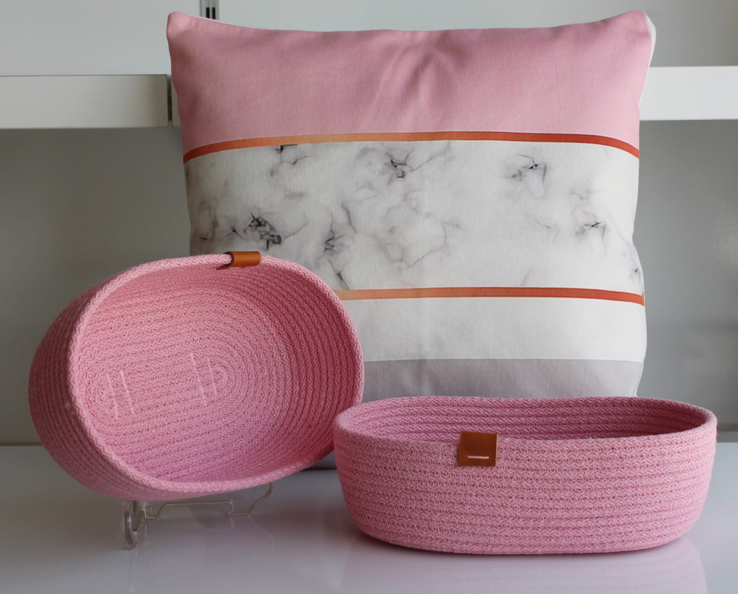 Pink Cotton Rope Basket Girls Room, Light Blue Cotton Cord Organizer for Kids Room, Organizer, Organic Cotton Cord Basket, Baby Shower Gift