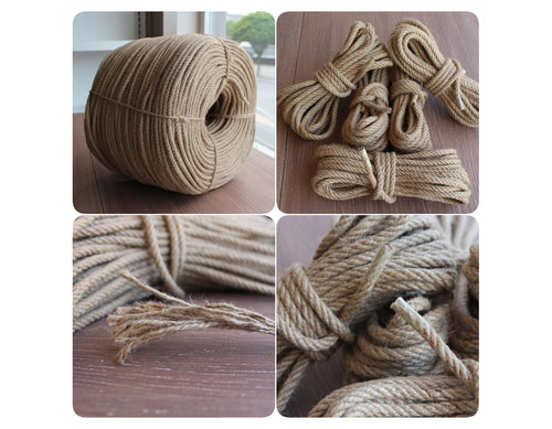 100% Natural Jute Hessian Rope, Organic Jute Rope, Jute Cord Yarn, Raw Jute Bondage Rope, 6mm Unprocessed Jute, Handmade Jute Shibari Rope