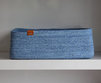 Blue Melange Cotton Rope Basket, Light Blue Cotton Cord Organizer for Kids Room, Organizer, Organic Cotton Cord Basket, Baby Shower Gift