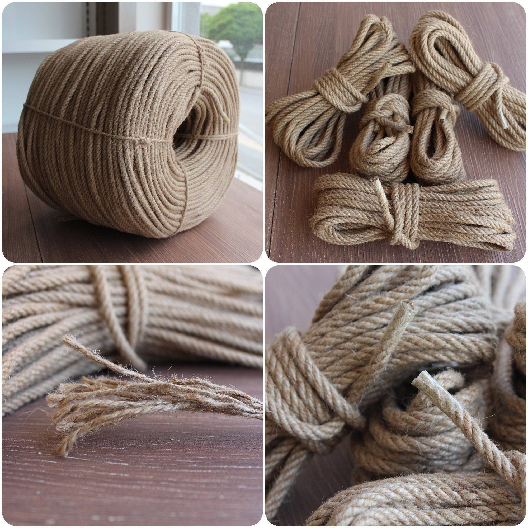 100% Natural Jute Hessian Rope, Organic Jute Rope, Jute Cord Yarn, Raw Jute Bondage Rope, 6mm Unprocessed Jute, Handmade Jute Shibari Rope