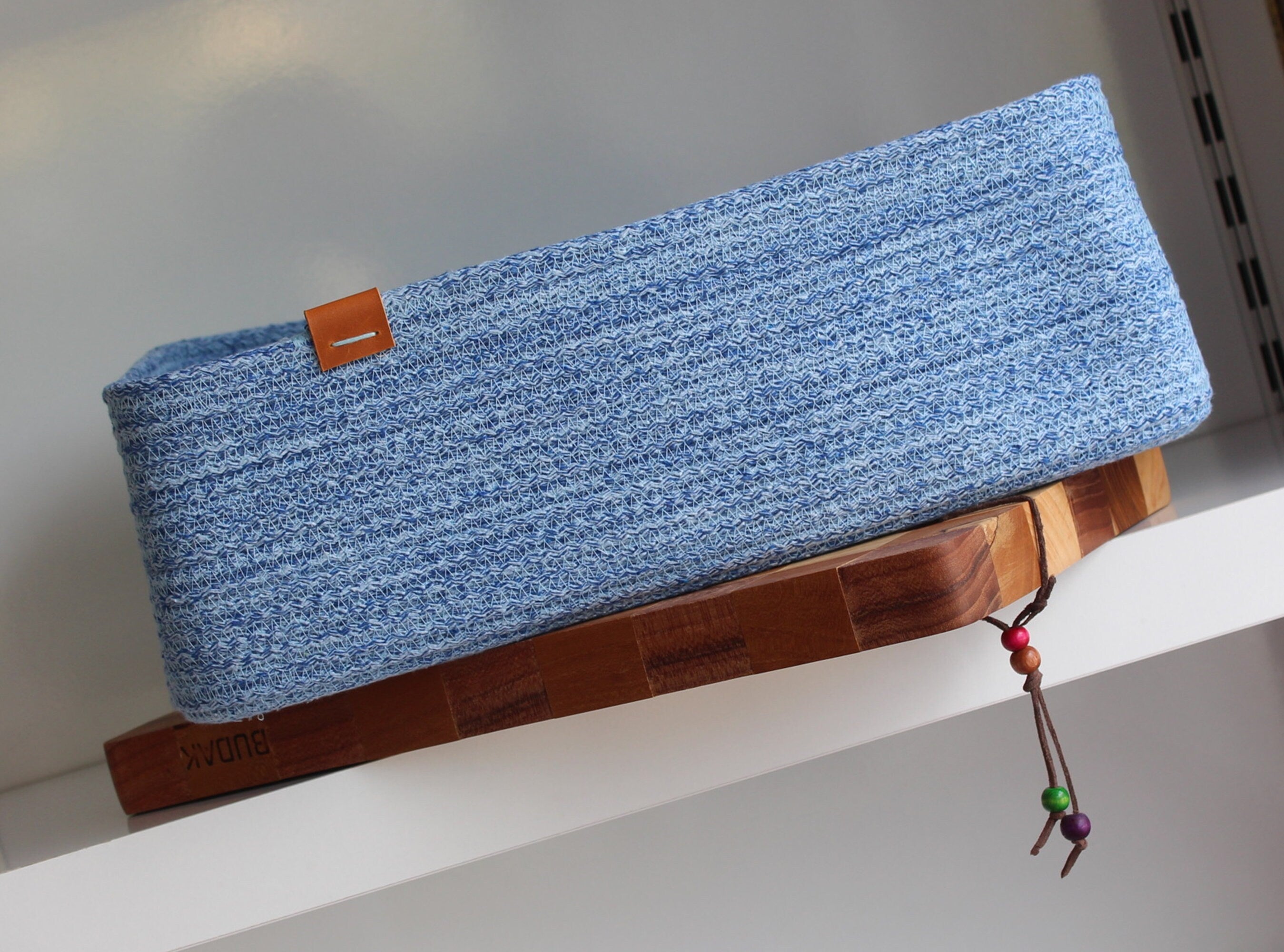 Blue Melange Cotton Rope Basket, Light Blue Cotton Cord Organizer for Kids Room, Organizer, Organic Cotton Cord Basket, Baby Shower Gift