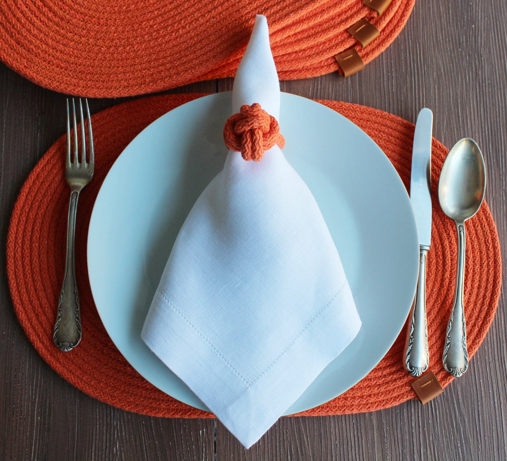 Handmade Cotton Rope Placemat-Coaster, Cotton Rope Placemat for Halloween Table Decor, Orange Rope Placemat, Handmade Placemat Set for Gift