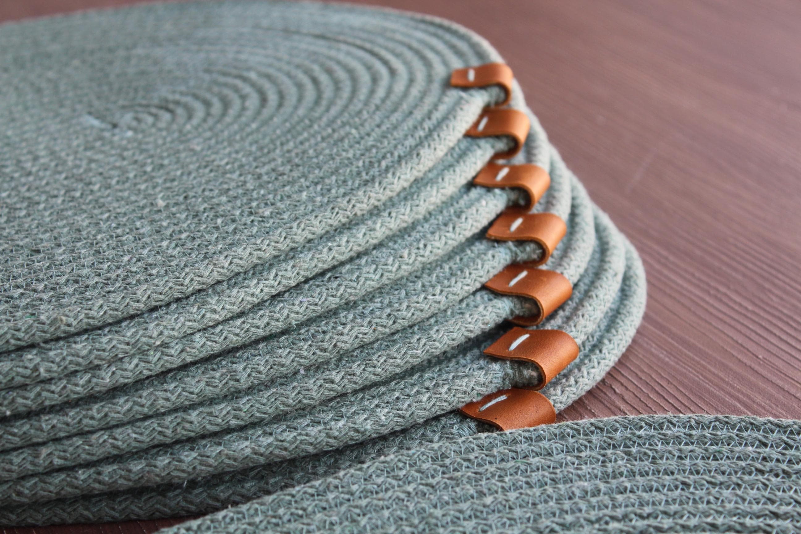 Sage Handmade Cotton Rope Placemat Coaster, Cotton Rope Placemat, Colorful Rope Placemat, Oval Placemat, Thick High Quality Placemat