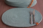 Sage Handmade Cotton Rope Placemat Coaster, Cotton Rope Placemat, Colorful Rope Placemat, Oval Placemat, Thick High Quality Placemat