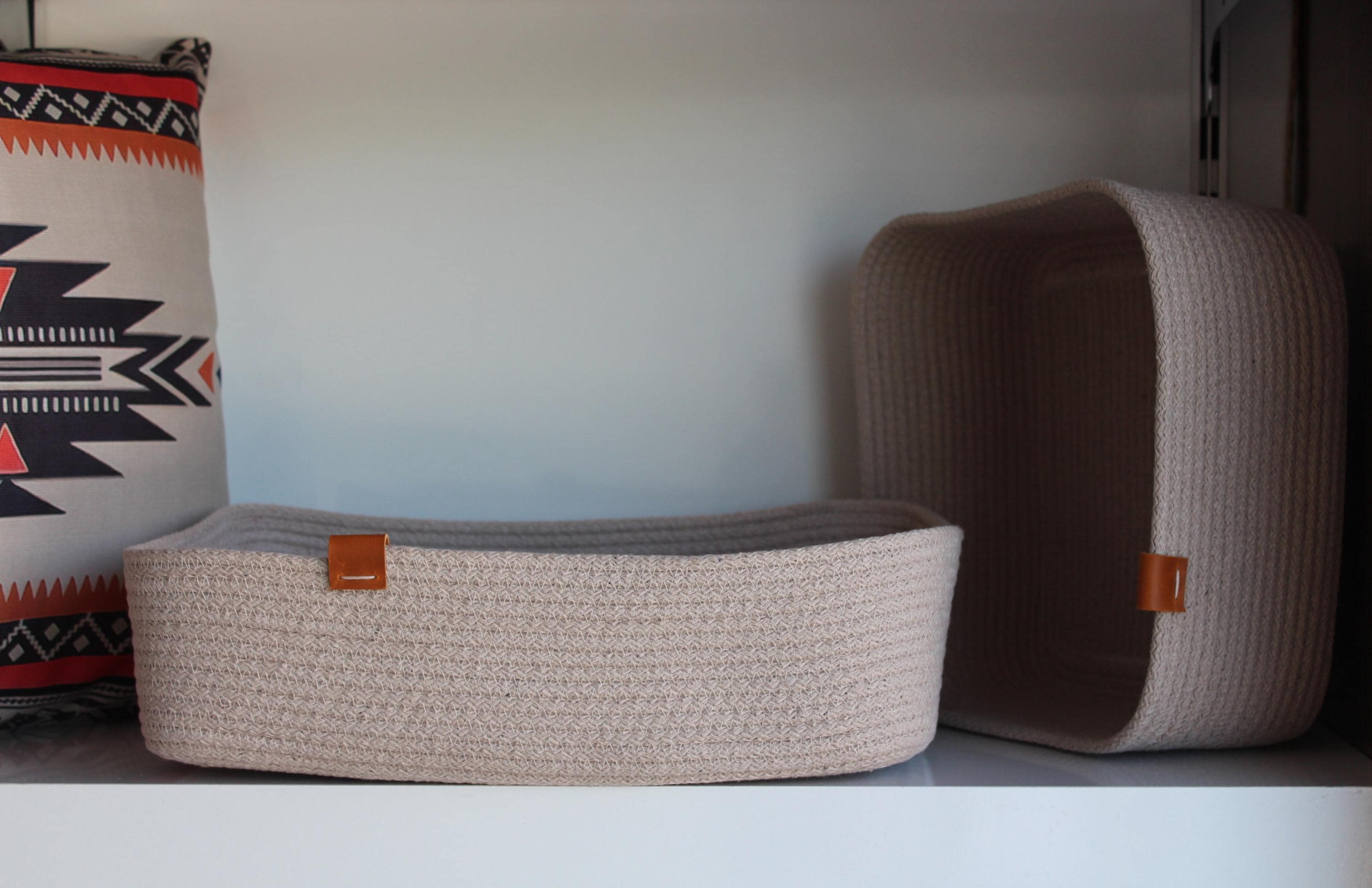 Oatmeal Cotton Rope Basket, Oyster Color Cotton Rope Organizer, Cotton Rope Kitchen Bathroom Decor, Housewarming Gift, Handmade Basket
