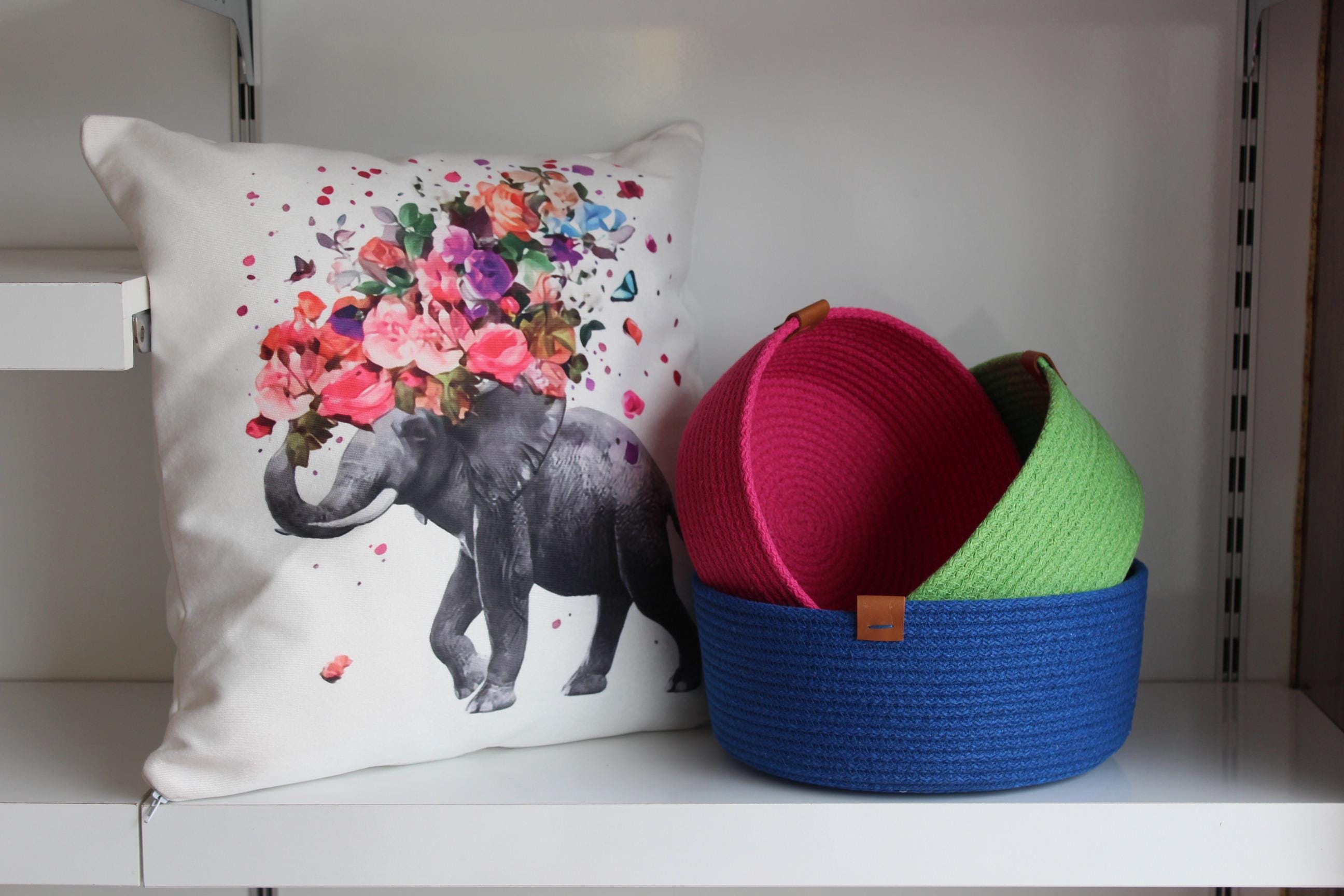 Nestable Colorful Cotton Rope Baskets, Vibrant Color Woven Organizer, Cotton Rope Organizer, Organic Cotton Cord Basket, Housewarming Gift